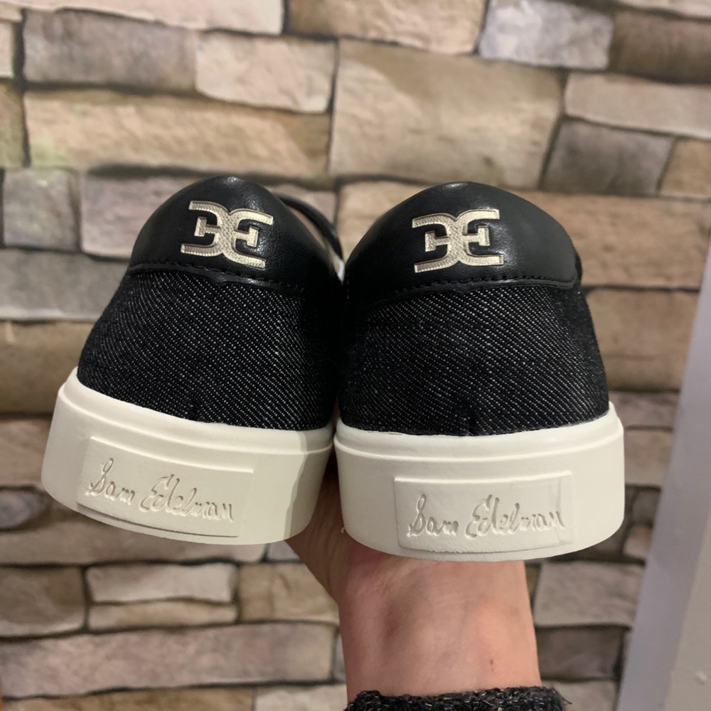 SOLD⛔️SAM EDELMAN Black Denim pear/Apple slip on - Picture 6 of 11